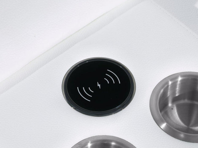 White Italian Leather Modular L Shaped Eight Piece Corner Sectional With Console