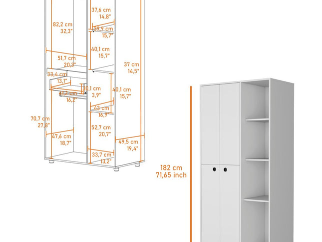 35" White Drawer Dresser