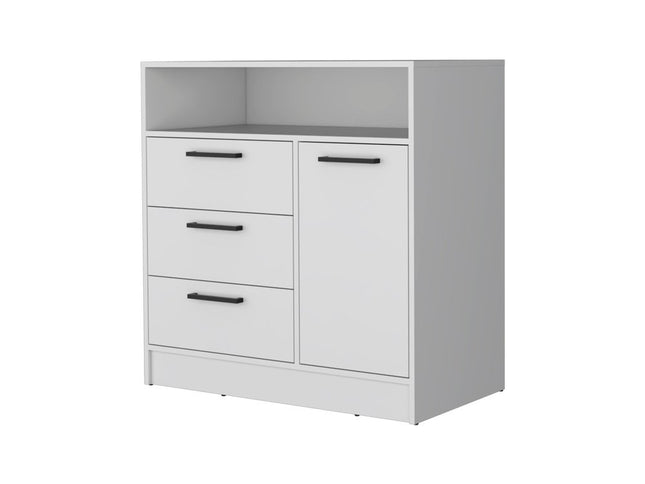 35" White Three Drawer Dresser