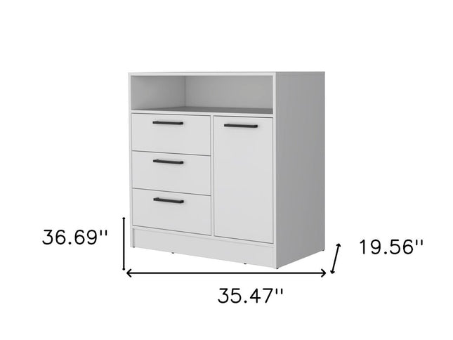35" White Three Drawer Dresser