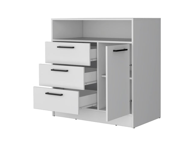 35" White Three Drawer Dresser