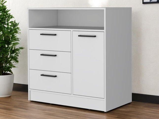35" White Three Drawer Dresser