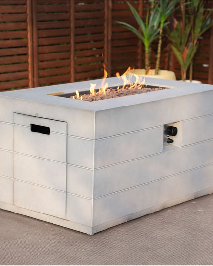 28" Gray Aluminum Natural gas Rectangular Fire pit table With Cover