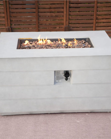 28" Gray Aluminum Natural gas Rectangular Fire pit table With Cover