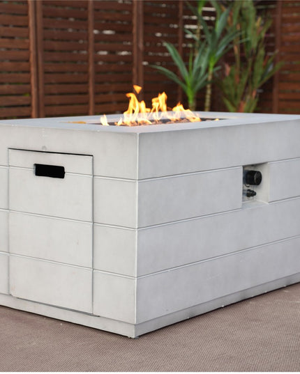 28" Gray Aluminum Natural gas Rectangular Fire pit table With Cover