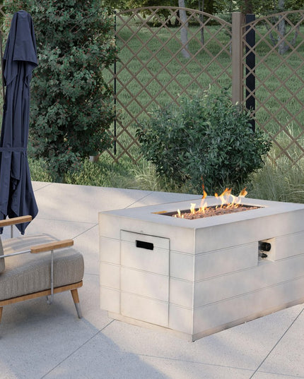 28" Gray Aluminum Natural gas Rectangular Fire pit table With Cover