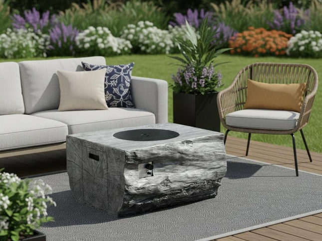50000 BTU 40" Gray Aluminum Natural Gas Rectangular Fire Pit With Cover