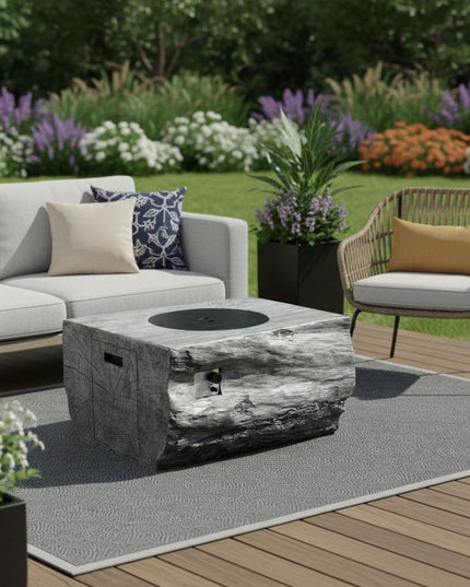 50000 BTU 40" Gray Aluminum Natural Gas Rectangular Fire Pit With Cover