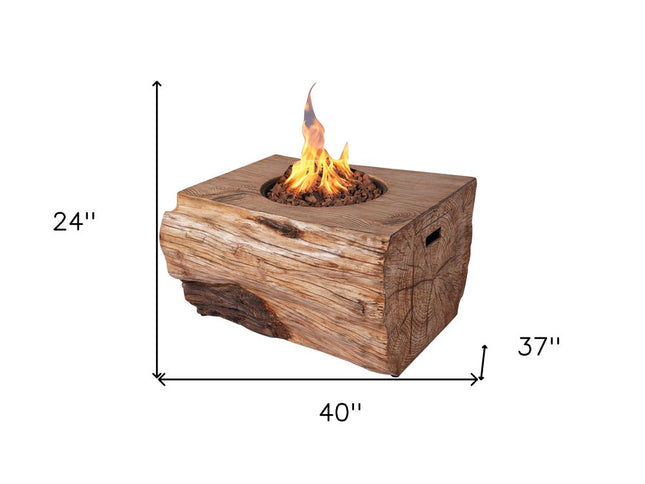 50000 BTU 40" Brown Aluminum Natural Gas Rectangular Fire Pit With Cover