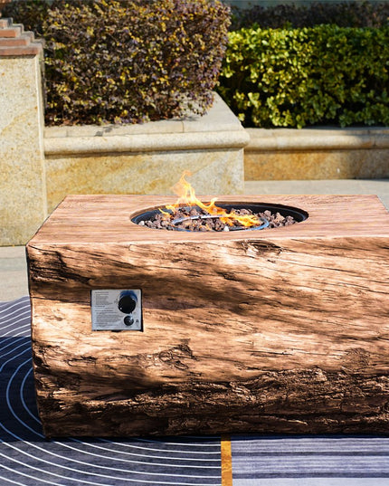 50000 BTU 40" Brown Aluminum Natural Gas Rectangular Fire Pit With Cover