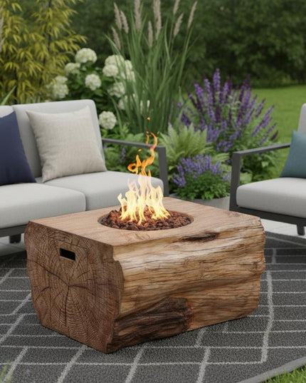 50000 BTU 40" Brown Aluminum Natural Gas Rectangular Fire Pit With Cover