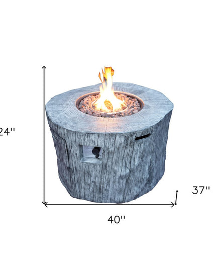 50000 BTU 40" Gray Aluminum Natural Gas Round Fire Pit Table With Cover