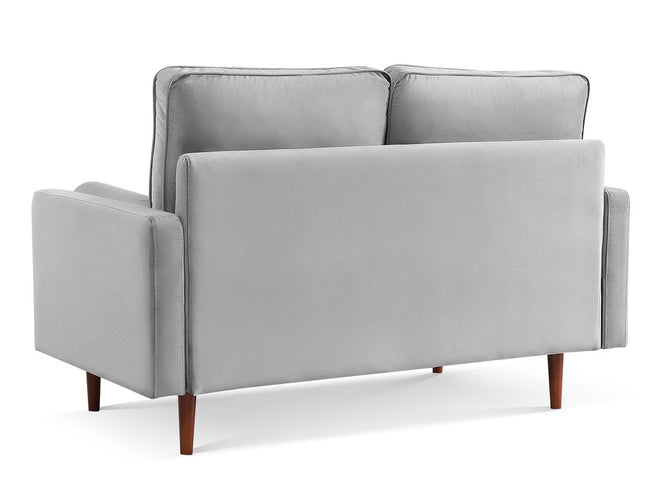 57" Gray And Dark Brown Velvet Loveseat and Toss Pillows