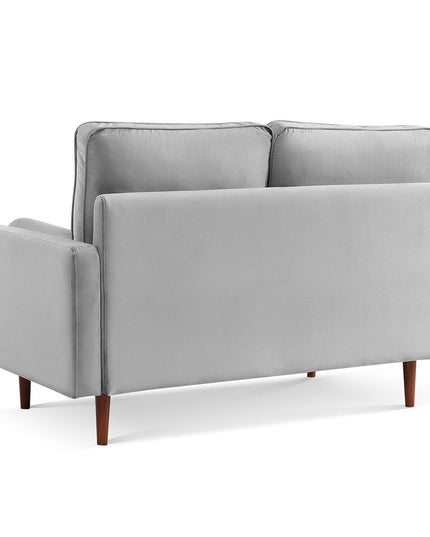 57" Gray And Dark Brown Velvet Loveseat and Toss Pillows