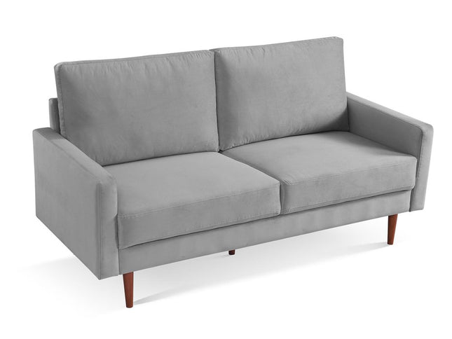 69" Gray Velvet Sofa With Dark Brown Legs