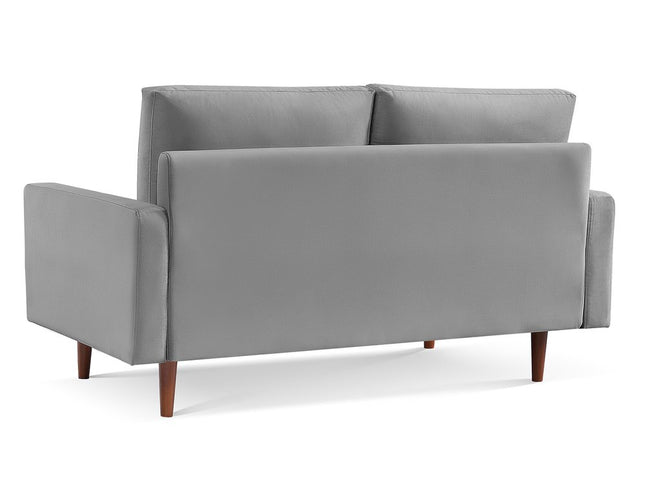 69" Gray Velvet Sofa With Dark Brown Legs