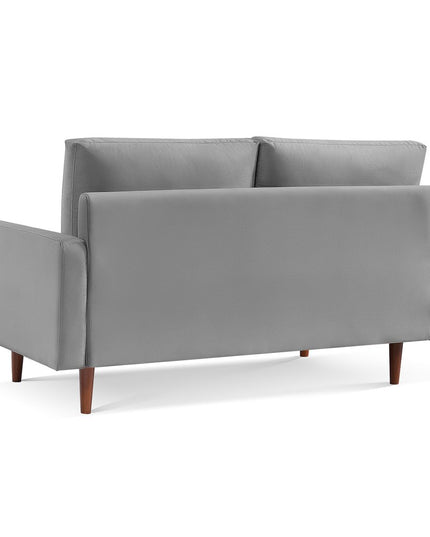 69" Gray Velvet Sofa With Dark Brown Legs