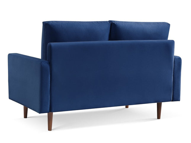 57" Blue And Dark Brown Velvet Loveseat