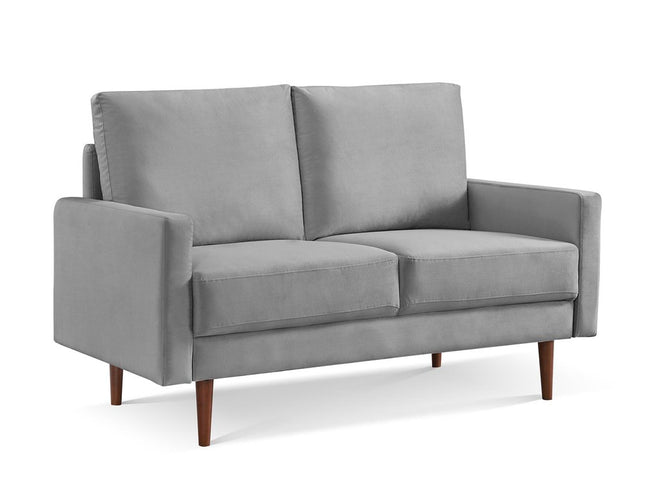 57" Gray And Dark Brown Velvet Loveseat
