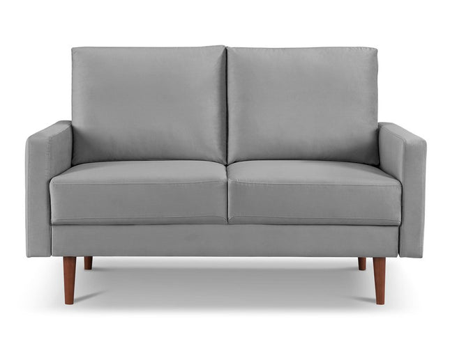 57" Gray And Dark Brown Velvet Loveseat