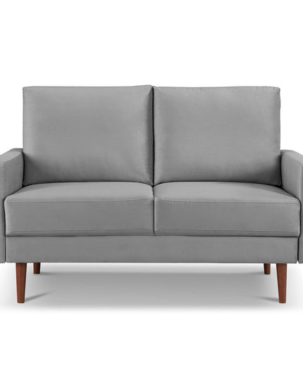 57" Gray And Dark Brown Velvet Loveseat