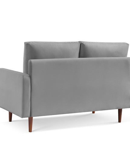 57" Gray And Dark Brown Velvet Loveseat