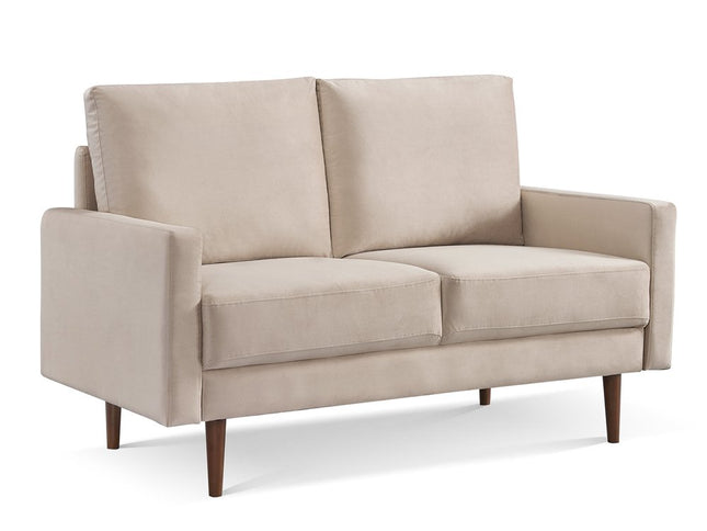 57" Beige And Dark Brown Velvet Loveseat