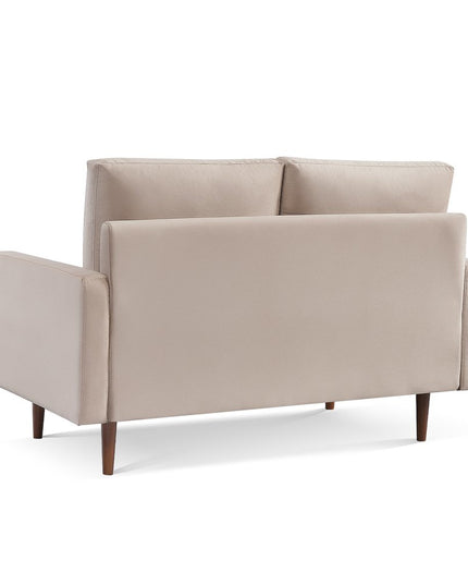 57" Beige And Dark Brown Velvet Loveseat