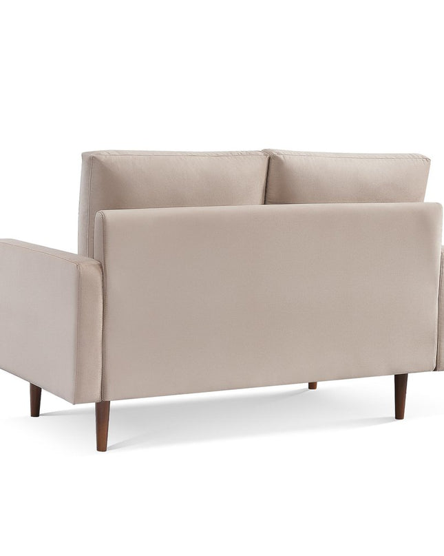57" Beige And Dark Brown Velvet Loveseat