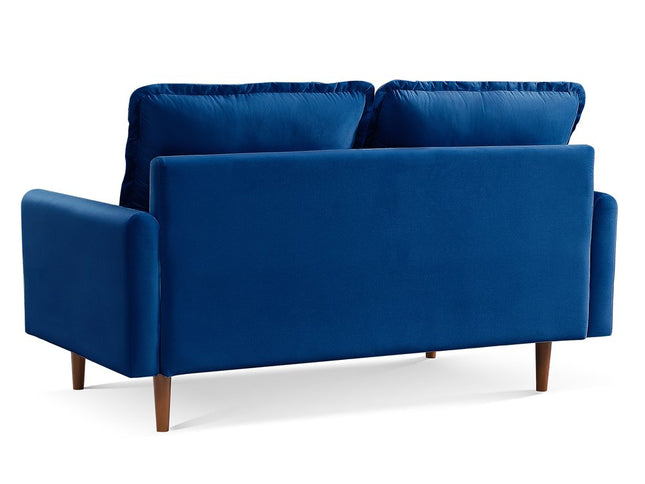 69" Blue Velvet Sofa With Dark Brown Legs