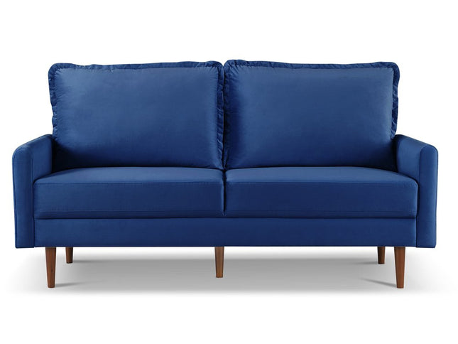 69" Blue Velvet Sofa With Dark Brown Legs
