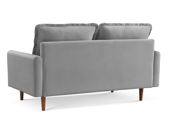 69" Gray Velvet Sofa With Dark Brown Legs