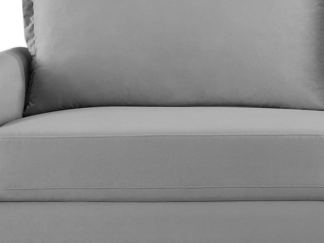 69" Gray Velvet Sofa With Dark Brown Legs