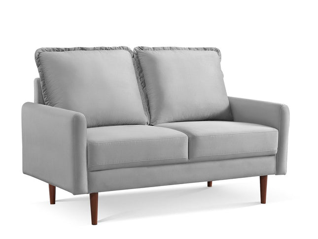 57" Gray And Dark Brown Velvet Loveseat