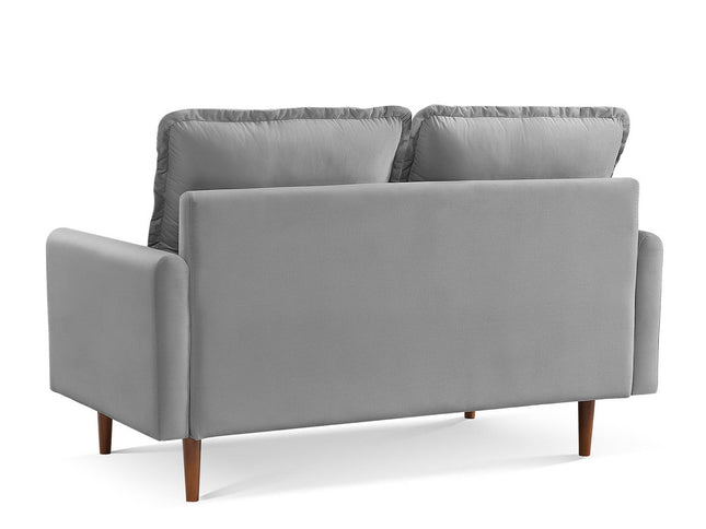 57" Gray And Dark Brown Velvet Loveseat