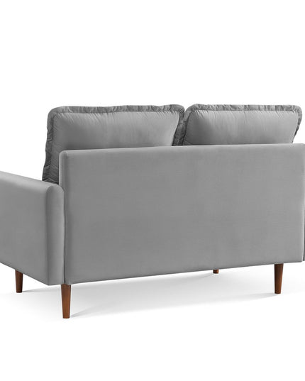 57" Gray And Dark Brown Velvet Loveseat