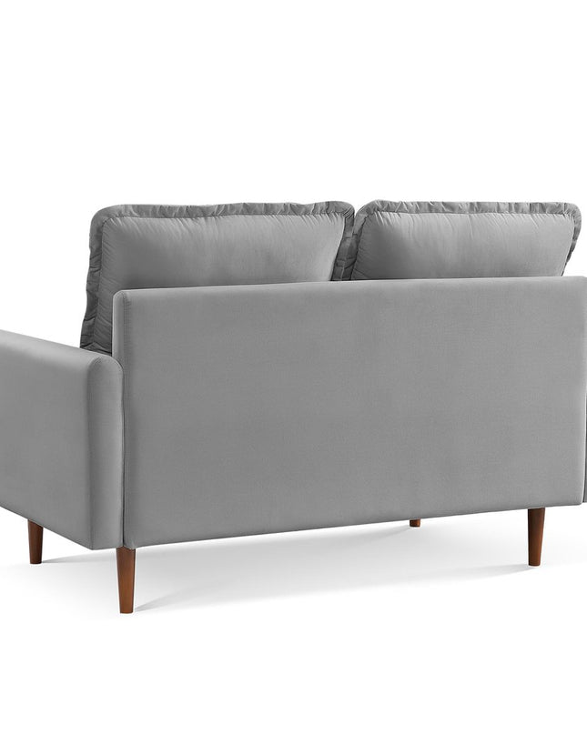 57" Gray And Dark Brown Velvet Loveseat