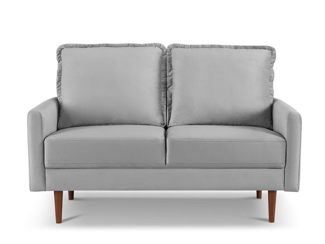 57" Gray And Dark Brown Velvet Loveseat