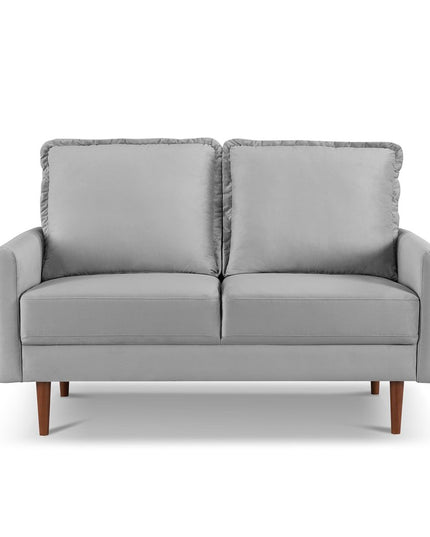 57" Gray And Dark Brown Velvet Loveseat