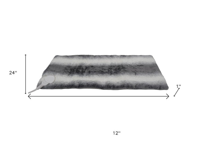 12" X 24" Gray Ombre Faux Fur Heated Plush Lap Pad