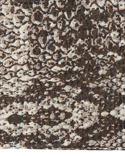 50" X 70" Brown And Ivory Cotton Quilted Kantha Throw Blanket With Embroidery