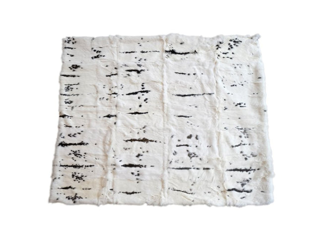 50" X 60" Black And White Rabbit Fur Plush Throw Blanket