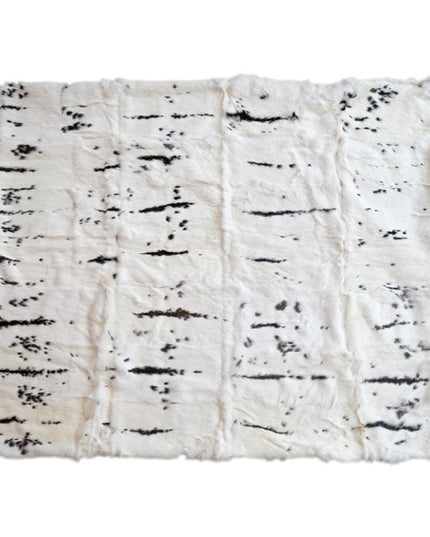 50" X 60" Black And White Rabbit Fur Plush Throw Blanket