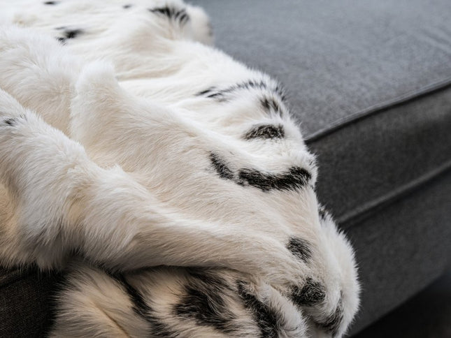 50" X 60" Black And White Rabbit Fur Plush Throw Blanket