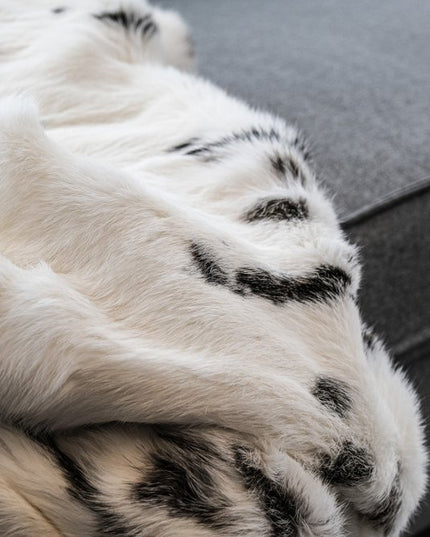 50" X 60" Black And White Rabbit Fur Plush Throw Blanket