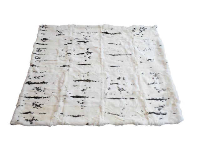 50" X 60" Black And White Rabbit Fur Plush Throw Blanket