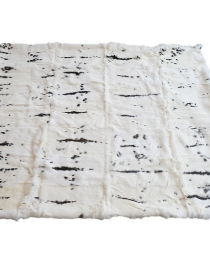 50" X 60" Black And White Rabbit Fur Plush Throw Blanket