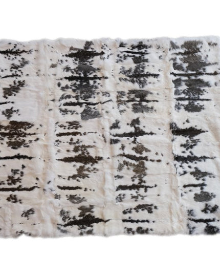 50" X 60" Brown And White Rabbit Fur Plush Throw Blanket