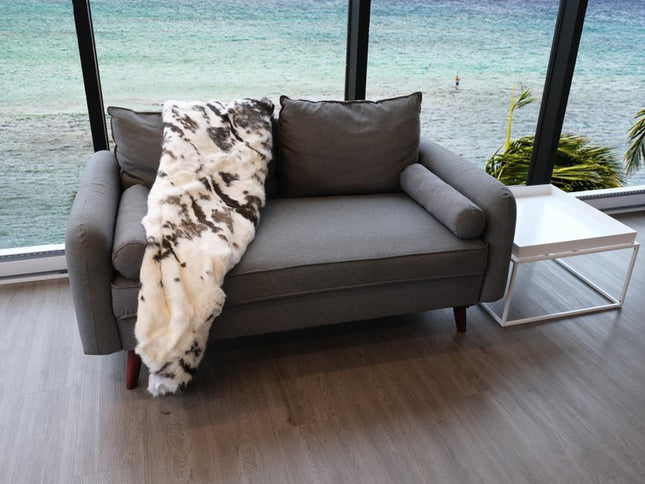 50" X 60" Brown And White Rabbit Fur Plush Throw Blanket