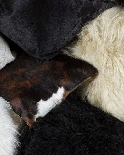 Set of Two 18" Black Sheepskin Throw Pillows